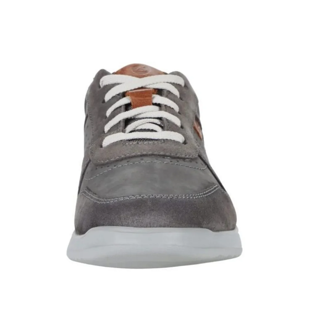 Clarks Gray Suede Sneakers with White Accents - Picture 1 of 4